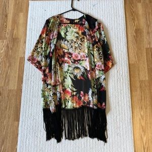 Floral Kimono with fringe